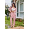 Ekouaer Womens Pajama Sets Satin Silk Pjs Long Sleeve Button Down Sleepwear(Pink Leopard Love)
