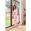 Ekouaer Womens Pajama Sets Satin Silk Pjs Long Sleeve Button Down Sleepwear(Pink Striped)