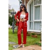 Ekouaer Womens Pajama Sets Satin Silk Pjs Long Sleeve Button Down Sleepwear(Red)