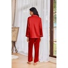Ekouaer Womens Pajama Sets Satin Silk Pjs Long Sleeve Button Down Sleepwear(Red)
