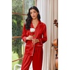 Ekouaer Womens Pajama Sets Satin Silk Pjs Long Sleeve Button Down Sleepwear(Red)