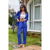 Ekouaer Womens Pajama Sets Satin Silk Pjs Long Sleeve Button Down Sleepwear(Royal Blue)