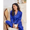 Ekouaer Womens Pajama Sets Satin Silk Pjs Long Sleeve Button Down Sleepwear(Royal Blue)