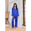 Ekouaer Womens Pajama Sets Satin Silk Pjs Long Sleeve Button Down Sleepwear(Royal Blue)