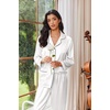 Ekouaer Womens Pajama Sets Satin Silk Pjs Long Sleeve Button Down Sleepwear(White)