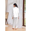Ekouaer Womens Pajama Sets Satin Silk Pjs Long Sleeve Button Down Sleepwear(White)