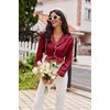 Ekouaer Womens Pajama Sets Satin Silk Pjs Long Sleeve Button Down Sleepwear(Wine Red)