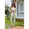 Ekouaer Womens Pajama Sets Satin Silk Pjs Long Sleeve Button Down Sleepwear(Yellow Chrysanthemum)