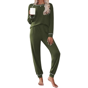 Ekouaer Pajamas Set for Women Soft Comfy Pjs Jogger Lounge Sets(Army Green)