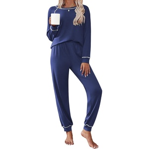 Ekouaer Pajamas Set for Women Soft Comfy Pjs Jogger Lounge Sets(Navy)