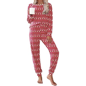 Ekouaer Pajamas Set for Women Soft Comfy Pjs Jogger Lounge Sets(Red Teddy)