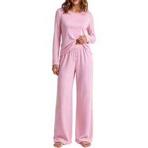 Ekouaer Women’s Long Sleeve Pajama Set Cozy 2 Piece PJS Matching Sleepwear(Pink)