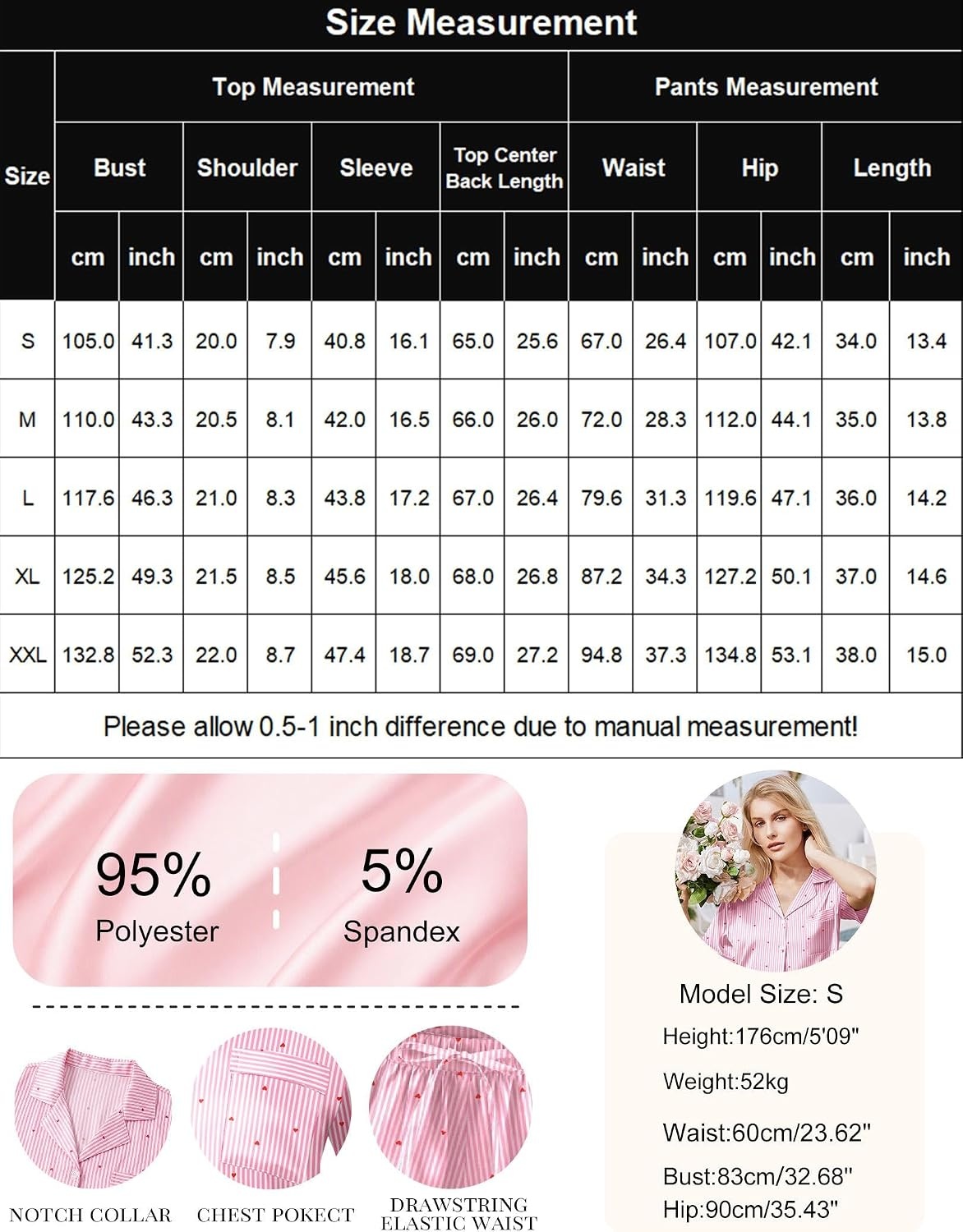 image:imageEkouaer Silk Pajamas for Women Short Sleeve Button Down Satin Pj Shorts Set