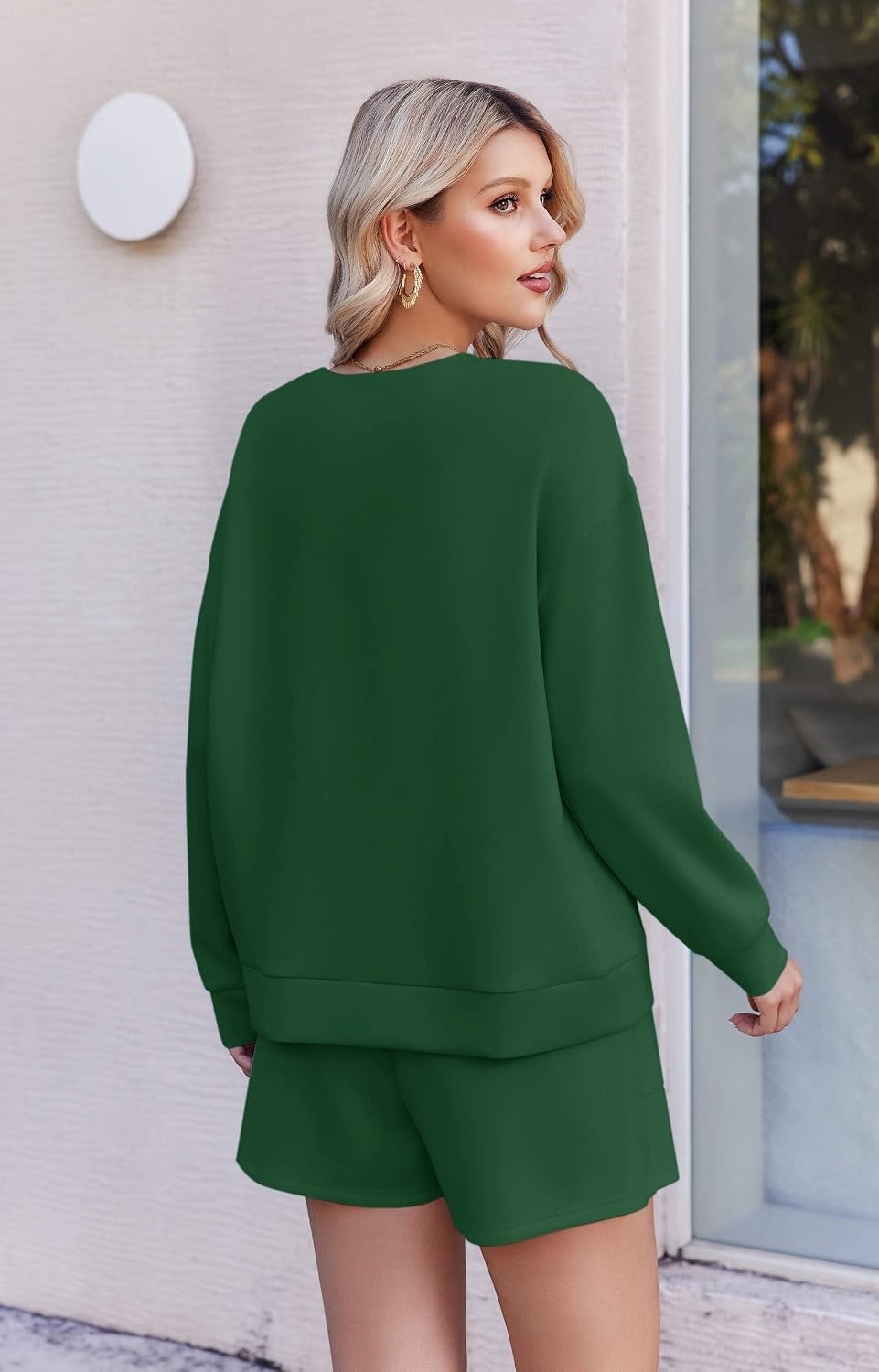 image:imageEkouaer Womens Lounge Sets Pajamas 2026 Fall Long Sleeve TopampShorts XSXXLChristmas Green