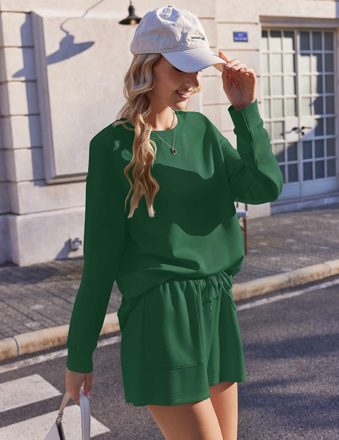 image:imageEkouaer Womens Lounge Sets Pajamas 2026 Fall Long Sleeve TopampShorts XSXXLChristmas Green