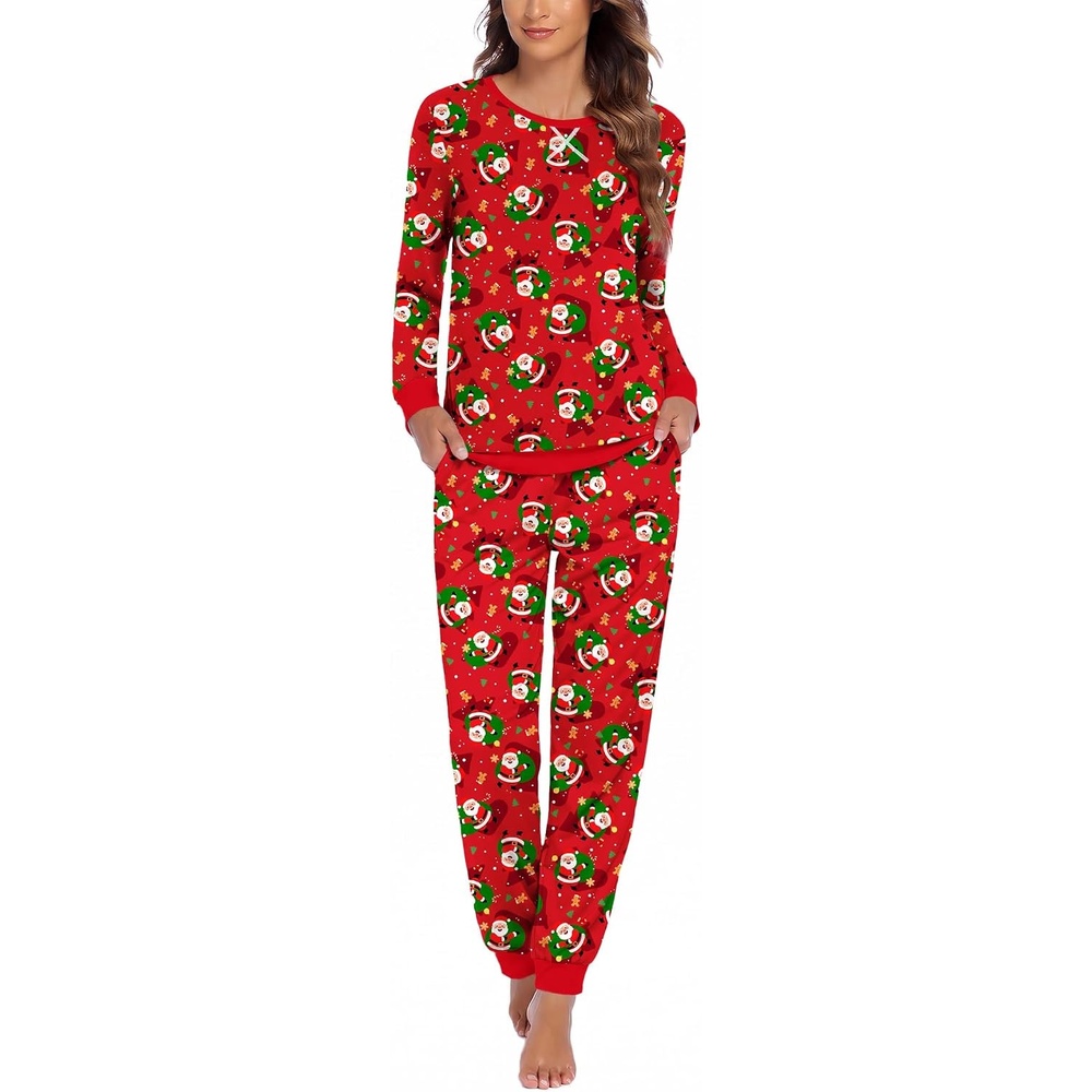 image:imageEkouaer Pajamas for Women Comfy Long Sleeve Jogger Set Lounge Pjs SetRed Christmas