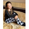 Ekouaer 2 Pack Girls Pajama Pants Cute Print PJ Bottoms With Pockets(Black Plaid_pink Plaid)