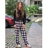 Ekouaer 2 Pack Girls Pajama Pants Cute Print PJ Bottoms With Pockets(Black Plaid_pink Plaid)