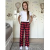 Ekouaer 2 Pack Girls Pajama Pants Cute Print PJ Bottoms With Pockets(Red Plaid_green Plaid)