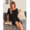Ekouaer 2 Pack Nightgowns for Women Bamboo Viscose Short Sleeve Sleep Shirt(Black/Light Blue)