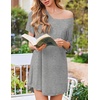 Ekouaer 2 Pack Nightgowns for Women Bamboo Viscose Short Sleeve Sleep Shirt(Black/Light Grey)