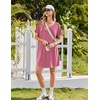 Ekouaer 2 Pack Nightgowns for Women Bamboo Viscose Short Sleeve Sleep Shirt(Black/Rose Pink)