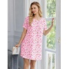 Ekouaer 2 Pack Nightgowns for Women Bamboo Viscose Short Sleeve Sleep Shirt(Floral Pink/Floral Light Green)
