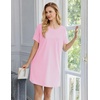 Ekouaer 2 Pack Nightgowns for Women Bamboo Viscose Short Sleeve Sleep Shirt(Pink/Light Grey)