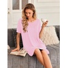 Ekouaer 2 Pack Nightgowns for Women Bamboo Viscose Short Sleeve Sleep Shirt(Pink/Light Grey)