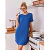 Ekouaer 2 Pack Nightgowns for Women Bamboo Viscose Short Sleeve Sleepshirt(Black/Blue)