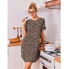 Ekouaer 2 Pack Nightgowns for Women Bamboo Viscose Short Sleeve Sleepshirt(Black/Leopard Print)