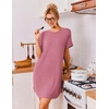 Ekouaer 2 Pack Nightgowns for Women Bamboo Viscose Short Sleeve Sleepshirt(Black/Rose Pink)