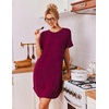 Ekouaer 2 Pack Nightgowns for Women Bamboo Viscose Short Sleeve Sleepshirt(Black/Wine Red)