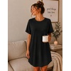 Ekouaer 2 Pack Nightgowns for Women Bamboo Viscose Short Sleeve Sleepshirt(Black/Wine Red)
