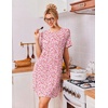 Ekouaer 2 Pack Nightgowns for Women Bamboo Viscose Short Sleeve Sleepshirt(Floral Pink/Purple Dots)