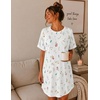Ekouaer 2 Pack Nightgowns for Women Bamboo Viscose Short Sleeve Sleepshirt(Floral White/Floral Light Green)