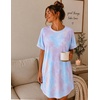 Ekouaer 2 Pack Nightgowns for Women Bamboo Viscose Short Sleeve Sleepshirt(Grey/Tie Dye Blue)