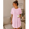 Ekouaer 2 Pack Nightgowns for Women Bamboo Viscose Short Sleeve Sleepshirt(Light Pink/Light Green)
