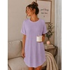 Ekouaer 2 Pack Nightgowns for Women Bamboo Viscose Short Sleeve Sleepshirt(Lilac/Floral Light Blue)