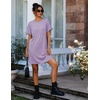 Ekouaer 2 Pack Nightgowns for Women Bamboo Viscose Short Sleeve Sleepshirt(Lilac/Floral Light Blue)