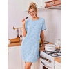 Ekouaer 2 Pack Nightgowns for Women Bamboo Viscose Short Sleeve Sleepshirt(Lilac/Floral Light Blue)
