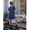 Ekouaer 2 Pack Nightgowns for Women Bamboo Viscose Short Sleeve Sleepshirt(Navy Blue/Blue Sea)