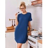 Ekouaer 2 Pack Nightgowns for Women Bamboo Viscose Short Sleeve Sleepshirt(Navy Blue/Blue Sea)