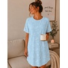 Ekouaer 2 Pack Nightgowns for Women Bamboo Viscose Short Sleeve Sleepshirt(Navy Blue/Blue Sea)