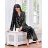 Ekouaer 2 Pack Pajamas for Women Set Silk Lounge Sets Button Up Pj Sets(Black Pink Bow / Pink Stripes Bow)
