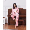 Ekouaer 2 Pack Pajamas for Women Set Silk Lounge Sets Button Up Pj Sets(Black Pink Bow / Pink Stripes Bow)