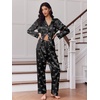Ekouaer 2 Pack Pajamas for Women Set Silk Lounge Sets Button Up Pj Sets(Black Pink Bow / Pink Stripes Bow)