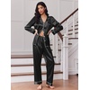Ekouaer 2 Pack Pajamas for Women Set Silk Lounge Sets Button Up Pj Sets(Black/Clear Blue)