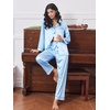 Ekouaer 2 Pack Pajamas for Women Set Silk Lounge Sets Button Up Pj Sets(Black/Clear Blue)