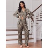 Ekouaer 2 Pack Pajamas for Women Set Silk Lounge Sets Button Up Pj Sets(Black/Leopard)